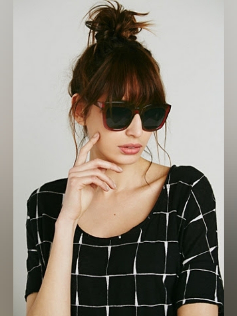 Free People Kensington Burgundy Cat-Eye Sunglasses